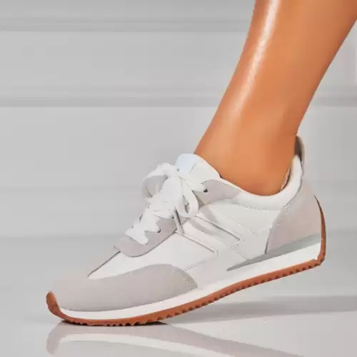 Adidasi dama Albi din Piele Ecologica Intoarsa Kiro