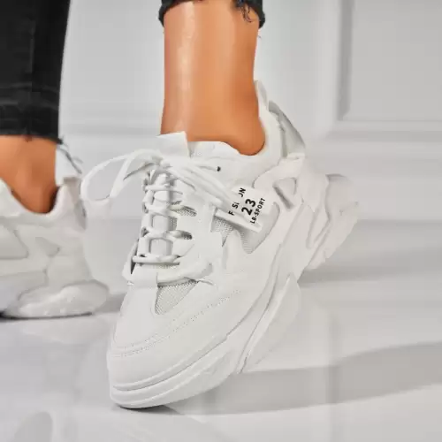 Adidasi Dama Albi din Piele Ecologica Ruth