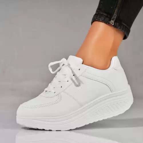 Adidasi dama Albi din Piele Ecologica Shayan