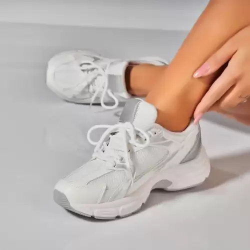 Adidasi Dama Argintii din Piele Ecologica Kiko