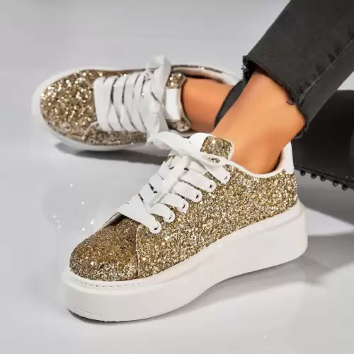 Adidasi dama Auriu din Glitter Pierra