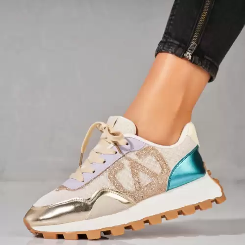 Adidasi dama Auriu din Piele Ecologica Intoarsa Jasai