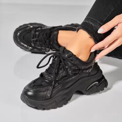 Adidasi Dama Negri din Piele Ecologica Jovie