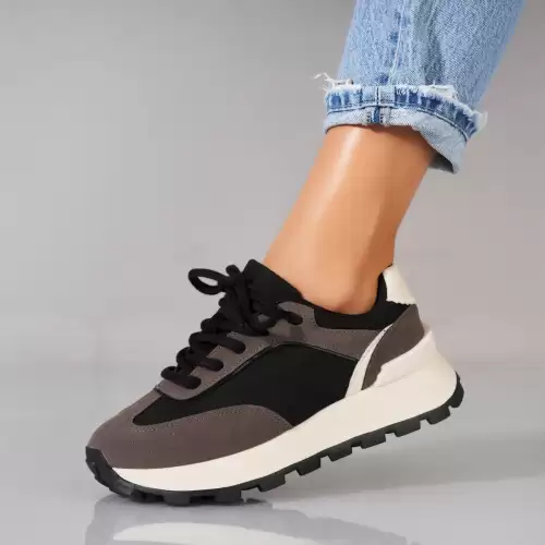 Adidasi dama Piele Ecologica Intoarsa Gri Cairi