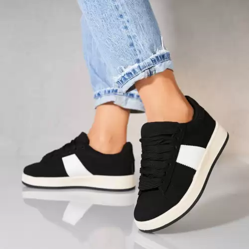 Adidasi dama Piele Ecologica Intoarsa Negru Cynia