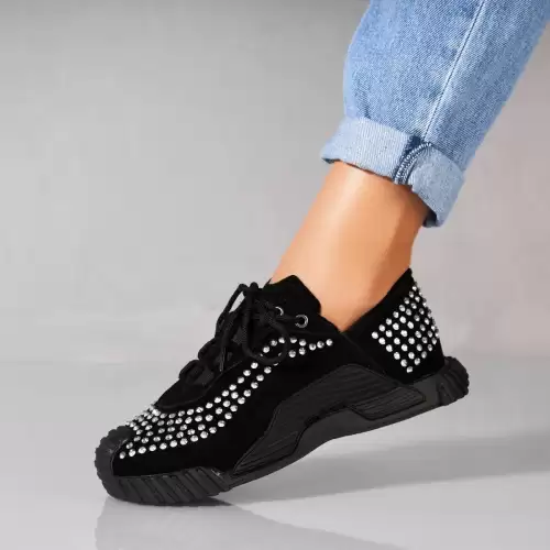 Adidasi dama Piele Ecologica Intoarsa Negru Salesi2