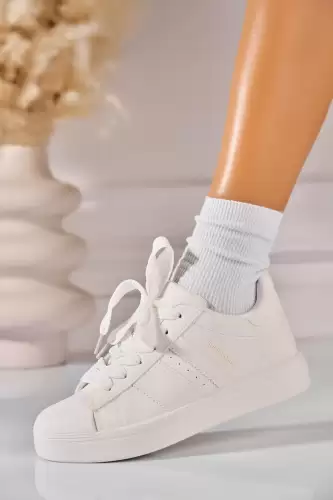 Adidasi de dama Piele Ecologica Alb Akeyla