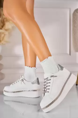 Adidasi de dama Piele Ecologica Alb Amarisa