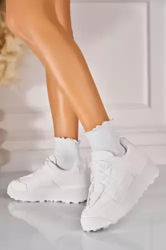 Adidasi de dama Piele Ecologica Alb Asaiya