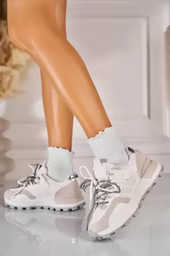 Adidasi de dama Piele Ecologica Alb Cadyn