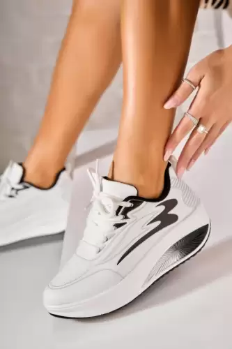 Adidasi de dama Piele Ecologica Alb Miski