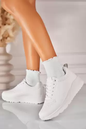 Adidasi de dama Piele Ecologica Alb Nafisa