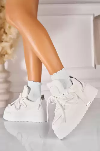 Adidasi de dama Piele Ecologica Alb Nikte