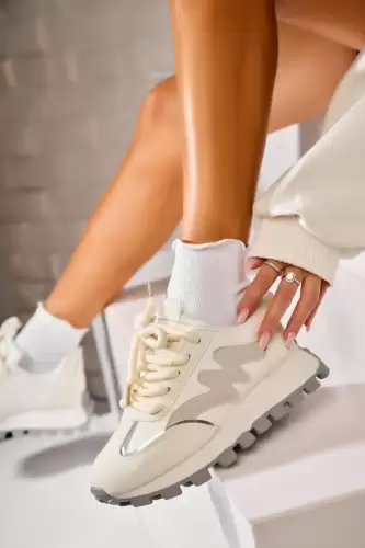 Adidasi de dama Piele Ecologica Alb Prysca