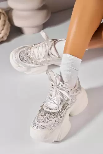 Adidasi de dama Piele Ecologica Alb Rozalia