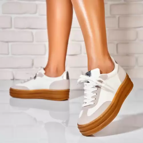 Adidasi de dama Piele Ecologica Alb Subrya