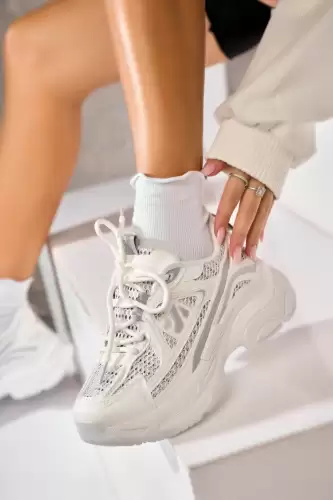 Adidasi de dama Piele Ecologica Alb Zinaida