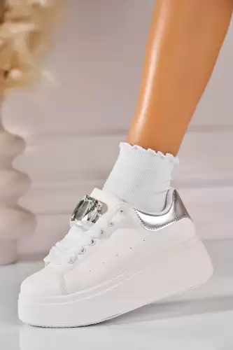 Adidasi de dama Piele Ecologica Argintiu Kelanie