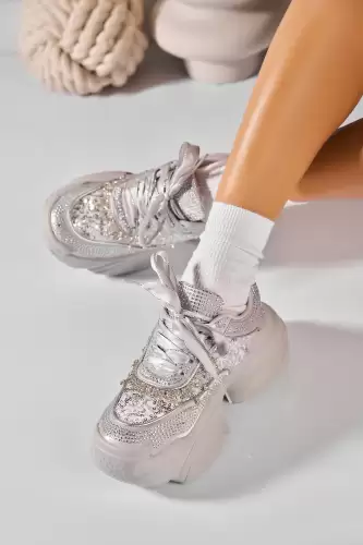 Adidasi de dama Piele Ecologica Argintiu Rozalia