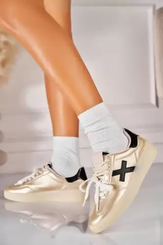 Adidasi de dama Piele Ecologica Auriu Soliana