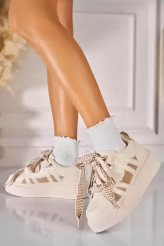 Adidasi de dama Piele Ecologica Bej Allyse