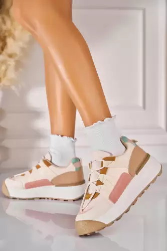 Adidasi de dama Piele Ecologica Bej Asaiya