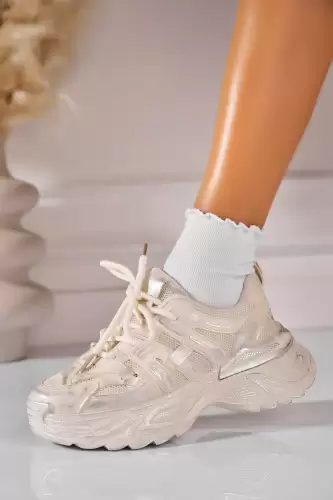 Adidasi de dama Piele Ecologica Bej Aulora