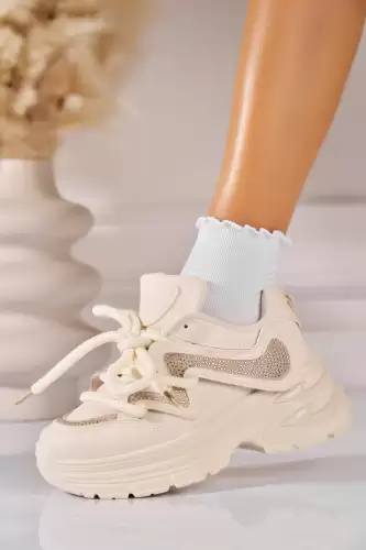 Adidasi de dama Piele Ecologica Bej Avalia