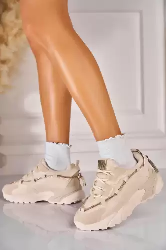 Adidasi de dama Piele Ecologica Bej Azelle