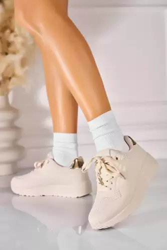 Adidasi de dama Piele Ecologica Bej Omaya