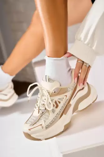 Adidasi de dama Piele Ecologica Bej Zinaida