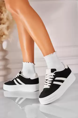 Adidasi de dama Piele Ecologica Negru Lanora2