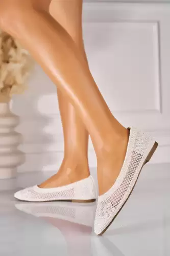 Balerini dama Textil Alb Harlene