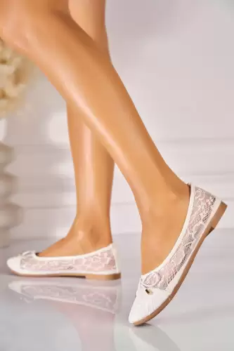 Balerini dama Textil Alb Idalie