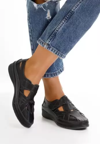 Balerini piele negri Casima