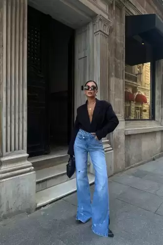 Blugi Dama Evazati Albastru Meadow2