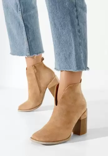 Botine cu toc gros Beires kaki