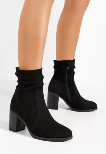 Botine cu toc gros Midelis negre