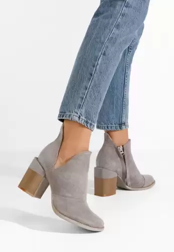Botine cu toc gros Odeisa gri