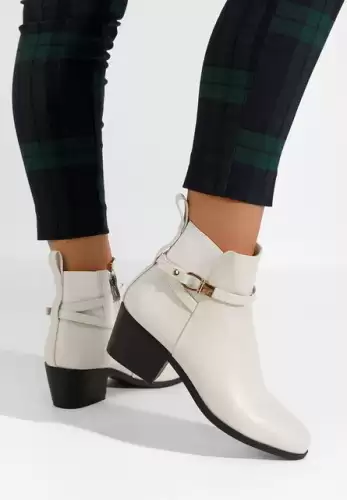 Botine cu toc gros Odelina bej