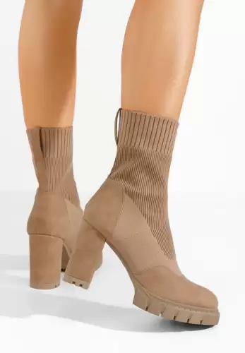 Botine cu toc gros Opium kaki