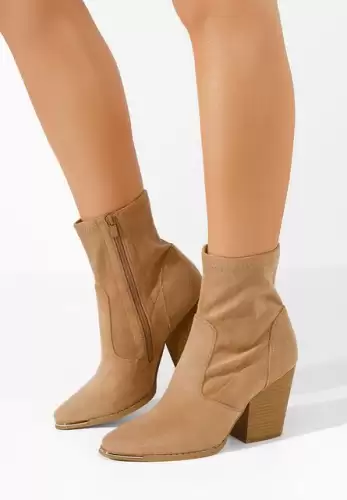 Botine cu toc gros Oviesa kaki