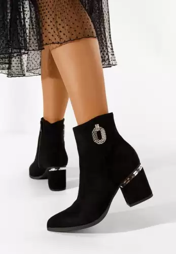 Botine dama cu toc Hoja negre