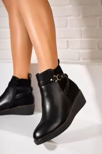 Botine dama Imblanite Negre din Piele Ecologica Hadlee