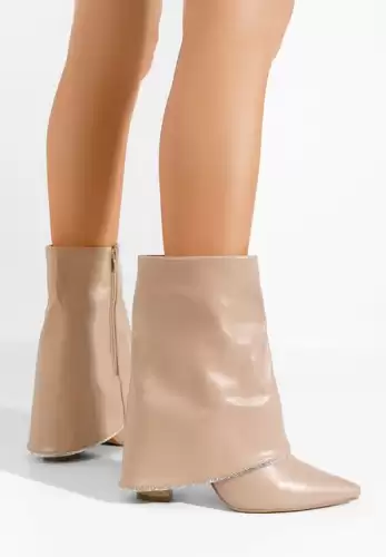 Cizme cu toc gros Aveis bej