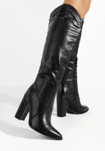 Cizme cu toc gros Lenura negre