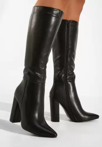 Cizme cu toc gros negre Amiense