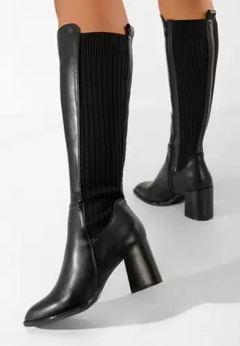 Cizme cu toc gros negre Perugia