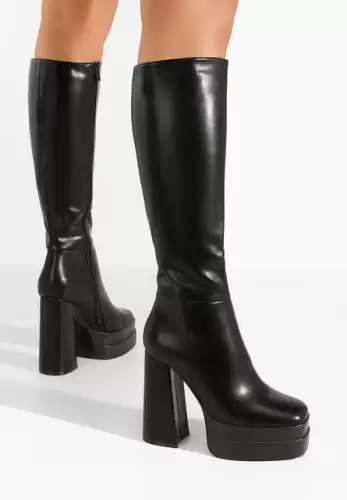 Cizme cu toc gros Neoda negre