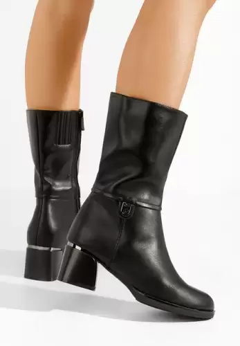 Cizme cu toc gros Thaia negre